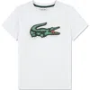 Lacoste Kids' Puff Logo Organic Cotton T-shirt In White