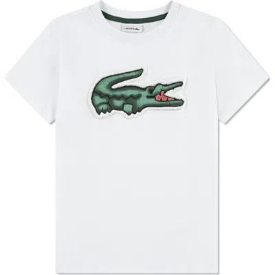 Lacoste Kids' Puff Logo Organic Cotton T-shirt In White