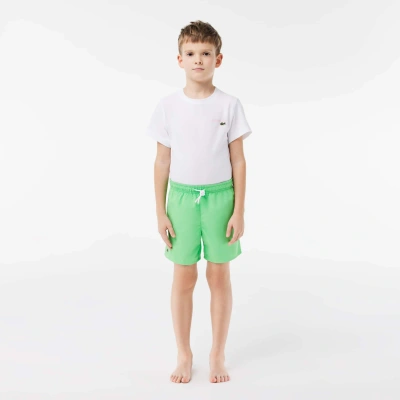 Lacoste Kids' Quick-dry Solid Swim Shorts - 6 Years In Green