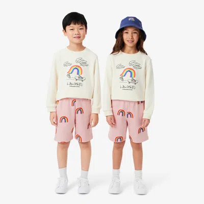Lacoste Kids' Rainbow Print Fleece Shorts - 5 Years In Pink
