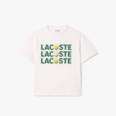 Lacoste Babies' Kids' Relaxed Fit Cotton Tennis Ball T-shirt - 16 Years In White