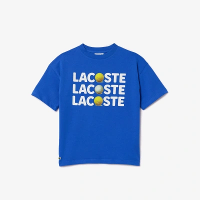 Lacoste Kids' Relaxed Fit Cotton Tennis Ball T-shirt - 10 Years In Blue