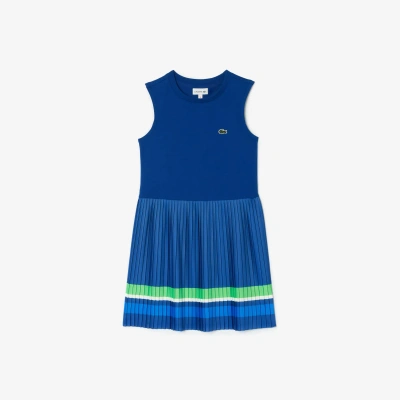 Lacoste Kids' Sleeveless Pleat Skirt Dress - 4 Years In Blue