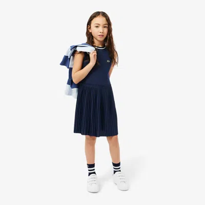 Lacoste Kids' Sleeveless Pleated Jersey Dress - 2 Years In Blue