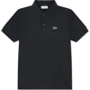 Lacoste Boys Petit Pique Polo Shirt In Black