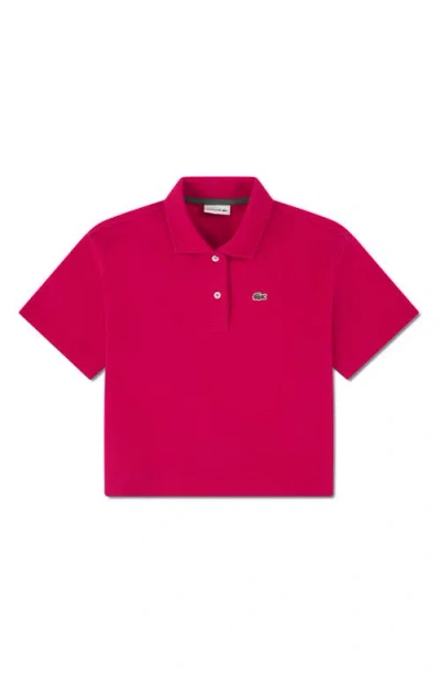 Lacoste Kids' Stretch Cotton Piqué Oversize Polo In Pink