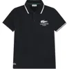 Lacoste Kids' Stretch Organic Cotton Piqué Polo In Black