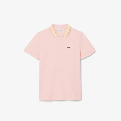 Lacoste Kids' Stripe Collar Petit Piqué Polo - 5 Years In Pink