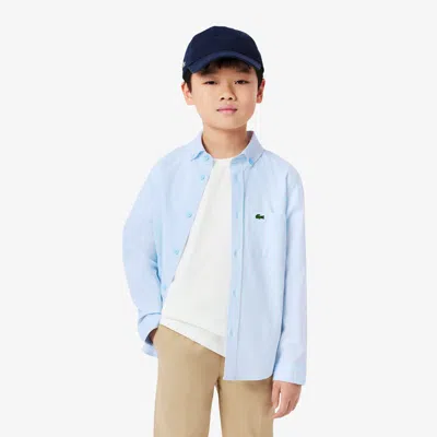 Lacoste Kids' Striped Oxford Shirt - 10 Years In Blue