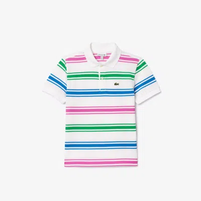 Lacoste Kids' Striped Petit Piqué Polo - 12 Years In White