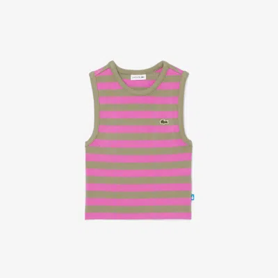 Lacoste Kids' Striped Rib Tank Top - 14 Years In Green