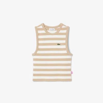 Lacoste Kids' Striped Rib Tank Top - 12 Years In Neutral