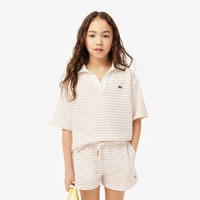 Lacoste Kids' Striped Terry Polo - 5 Years In White