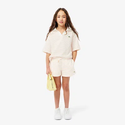 Lacoste Kids' Striped Terry Shorts - 3 Years In White