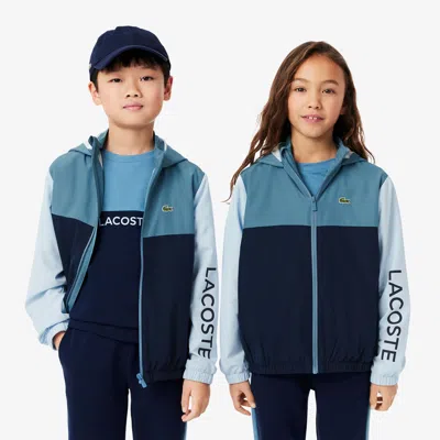 Lacoste Kids' Zip-up Water-repellent Hooded Jacket - 10 Years In Blue