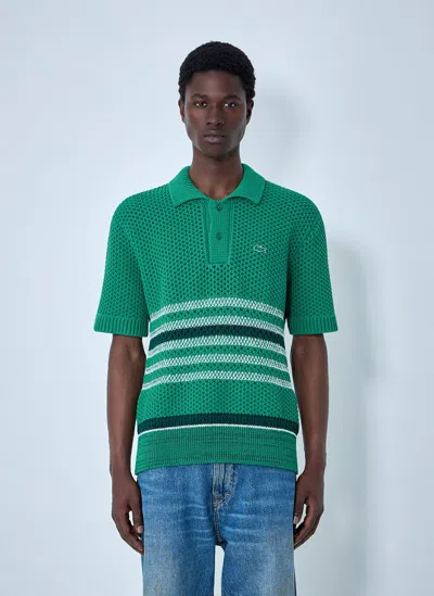 Lacoste Textured-knit Polo Shirt In Green