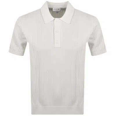 Lacoste Knit Polo Shirt Off White In Gray