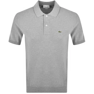 Lacoste Knit Polo T Shirt Grey In Gray