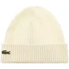 Lacoste Knitted Beanie Cream In Neutral