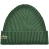 Lacoste Knitted Beanie Green In Green