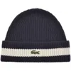 Lacoste Knitted Beanie Navy In Blue