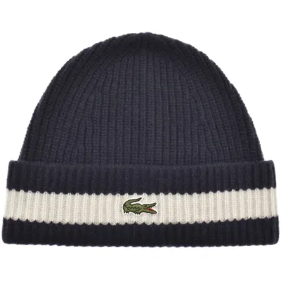 Lacoste Knitted Beanie Navy In Blue