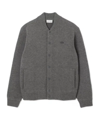 Lacoste Knitted Bomber Jacket In Gray