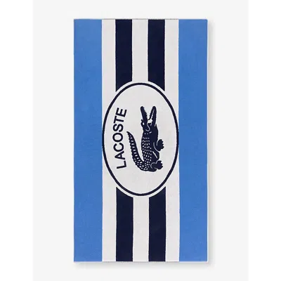 Lacoste L Badge Cotton Beach Towel In Blue
