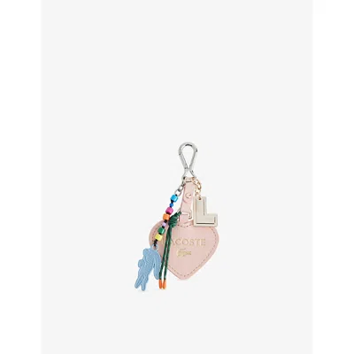 Lacoste Womens Multi L Heart Crocodile-logo Faux-leather Bag Charm In Pink