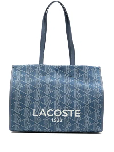 Lacoste L Mono-jacquard Tote Bag In Blue