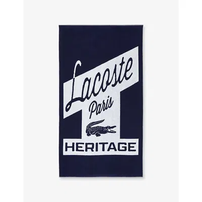 Lacoste L Rétro Cotton Beach Towel In Blue
