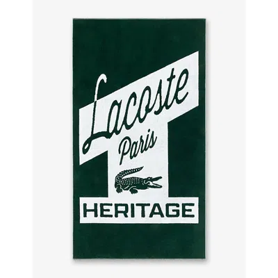 Lacoste L Rétro Cotton Beach Towel In Green