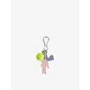 Lacoste Womens Multi L Tennis Ball Crocodile-logo Faux-leather Bag Charm In Gold