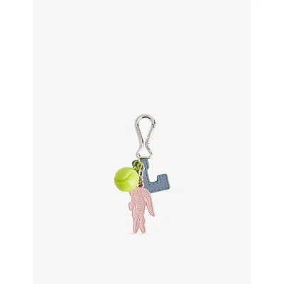 Lacoste Womens Multi L Tennis Ball Crocodile-logo Faux-leather Bag Charm In Gold