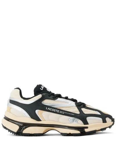 Lacoste Logo-embroidered Mesh Sneakers In Brown