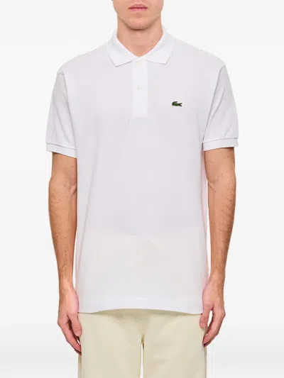 Lacoste Short Sleeve Pima Jersey Interlock Regular Fit Polo Shirt In White