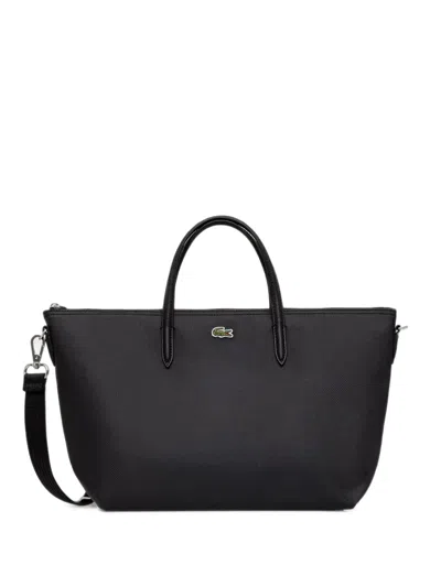 Lacoste L12.12 Logo-patch Tote Bag In Black