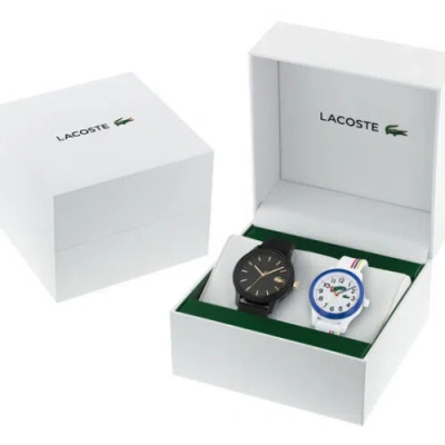 Pre-owned Lacoste L12.12 Men's And Kids Watch Gift Set, Tr90 2070011 Black Dial Watch