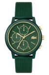 Lacoste L.12.12 Move Chronograph Silicone Strap Watch, 42mm In Green