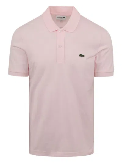 Lacoste L.12.12 Ribbed-collar Polo Shirt In Pink