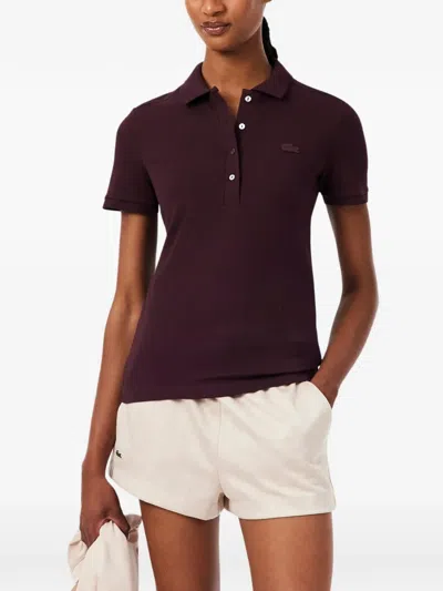 Lacoste L.12.d Logo-patch Polo Shirt In Burgundy