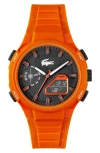 Lacoste Men's Lc33 Orange Silicone Strap Watch 45mm In Black