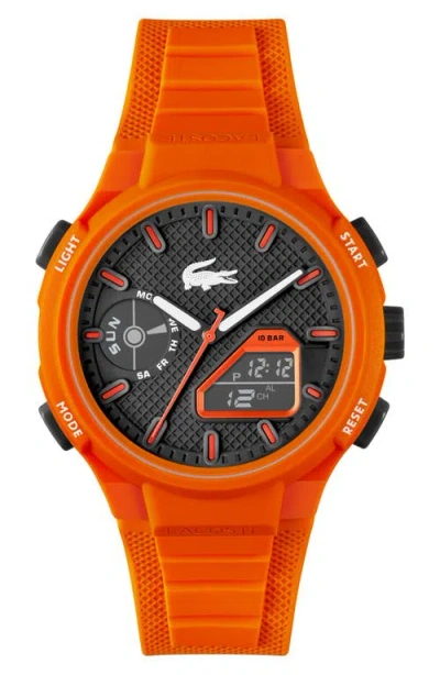 Lacoste Men's Lc33 Orange Silicone Strap Watch 45mm