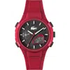 Lacoste Men's Lc33 Red Silicone Strap Watch 45mm In Red/black