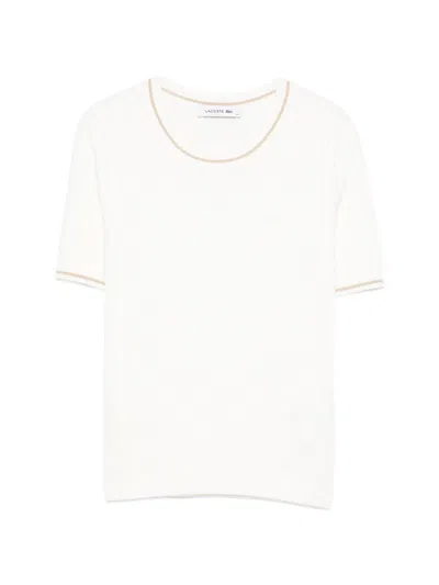 Lacoste Cable-knit T-shirt In White