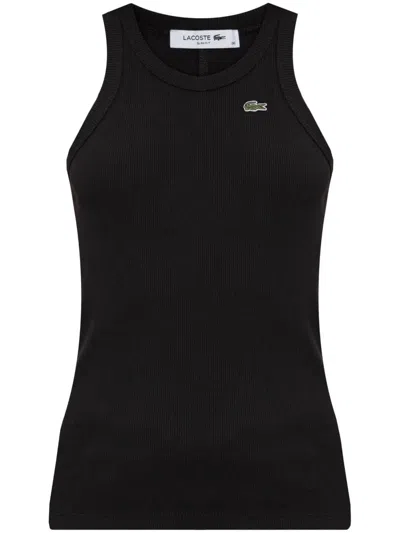 Lacoste Cotton Tank Top In Black