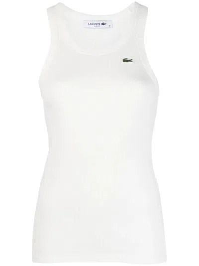 Lacoste Logo-appliqué Knitted Tank Top In White