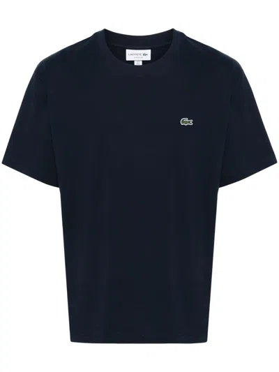 Lacoste Logo-patch Cotton T-shirt In Blue