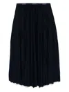 Lacoste Long Pleated Elasticated Waist Skirt In Black
