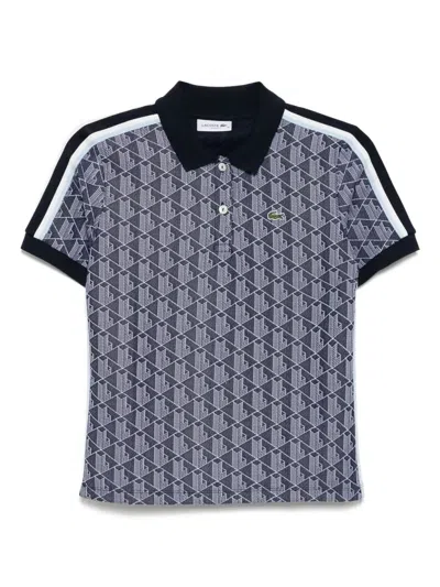 LACOSTE LACOSTE LACOSTE MONOGRAM JACQUARD POLO TOP
